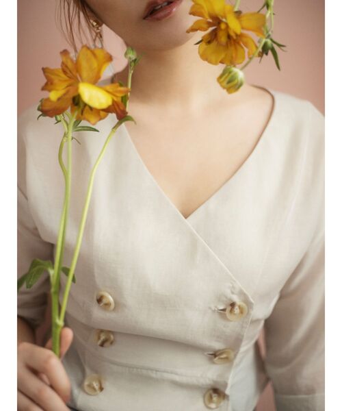 RESEXXY(リゼクシー)の「ノーカラーシアージャケット(ノーカラージャケット・レディース・ブラック/ベージュ/グリーン・FREE)」の5枚目の写真