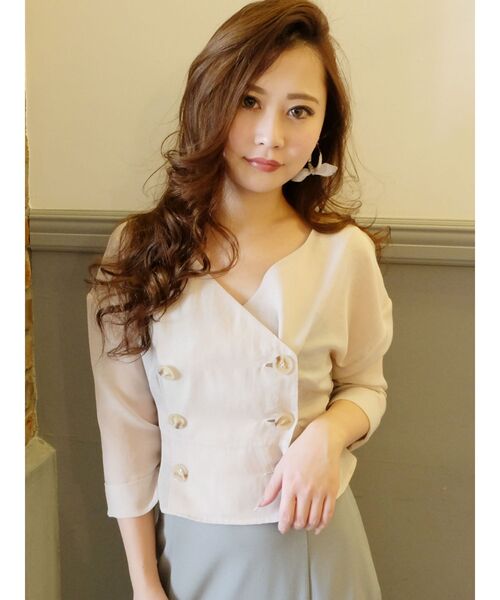 RESEXXY(リゼクシー)の「ノーカラーシアージャケット(ノーカラージャケット・レディース・ブラック/ベージュ/グリーン・FREE)」の9枚目の写真