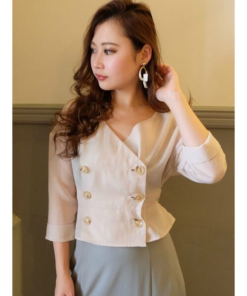 RESEXXY(リゼクシー)の「ノーカラーシアージャケット(ノーカラージャケット・レディース・ブラック/ベージュ/グリーン・FREE)」の10枚目の写真