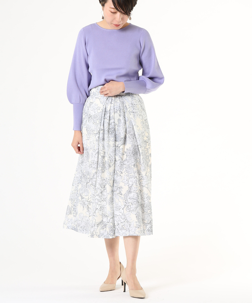 Tiara(ティアラ)の「袖ボリュームリブニット(ニット/セーター・レディース・ライトピンク/ライトブルー/アイボリー/イエロー/ライラック・FREE)」の4枚目の写真