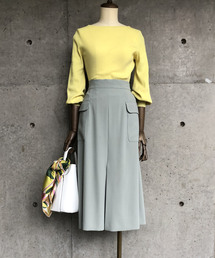 袖ボリュームリブニット