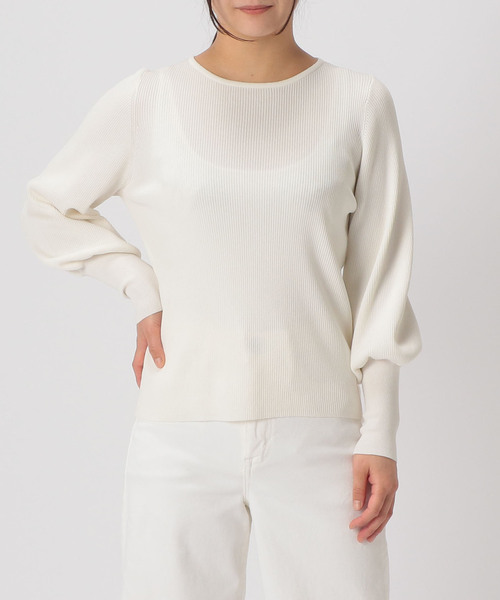 Tiara(ティアラ)の「袖ボリュームリブニット(ニット/セーター・レディース・ライトピンク/ライトブルー/アイボリー/イエロー/ライラック・FREE)」の13枚目の写真