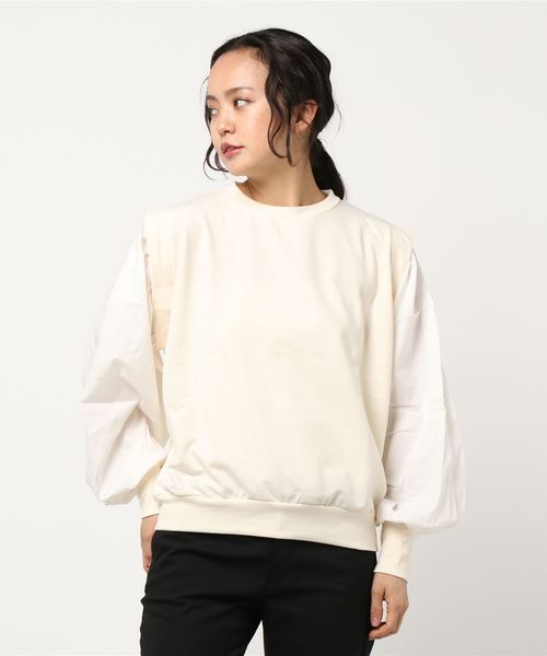 STYLEBLOCK（スタイルブロック）の「ミニ裏毛60sローンスリーブ切り替えスウェット（スウェット・レディース・ブラック/カーキ/アイボリー/ラベンダー・M）」の2枚目の写真