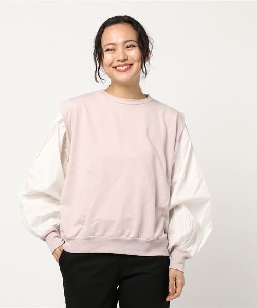 STYLEBLOCK（スタイルブロック）の「ミニ裏毛60sローンスリーブ切り替えスウェット（スウェット・レディース・ブラック/カーキ/アイボリー/ラベンダー・M）」の7枚目の写真