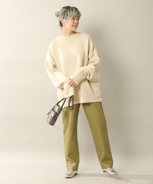 notch.（ノッチ）の「フェイクレザータックテーパードパンツ（その他パンツ・レディース・ブラック/オフホワイト/グリーン・M/TM）」の15枚目の写真