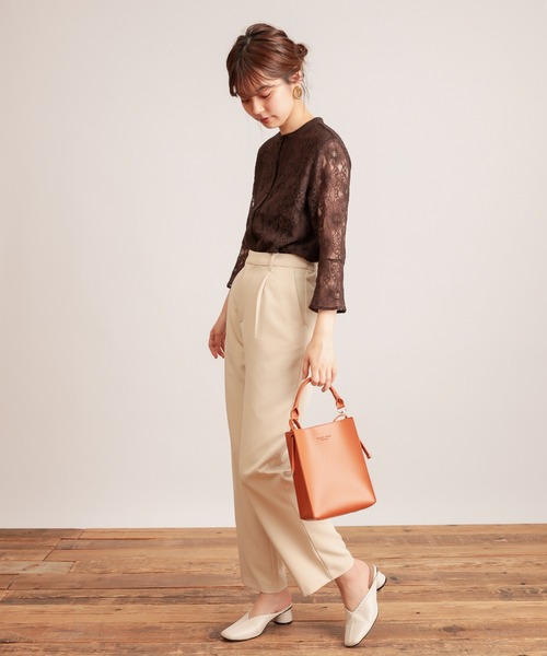 natural couture（ナチュラルクチュール）の「フレアスリーブレースブラウス（シャツ/ブラウス・レディース・アイボリー/ブラウン/ピンク・FREE）」の7枚目の写真