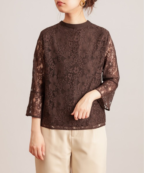 natural couture（ナチュラルクチュール）の「フレアスリーブレースブラウス（シャツ/ブラウス・レディース・アイボリー/ブラウン/ピンク・FREE）」の19枚目の写真
