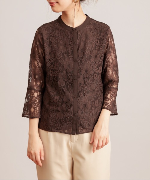 natural couture（ナチュラルクチュール）の「フレアスリーブレースブラウス（シャツ/ブラウス・レディース・アイボリー/ブラウン/ピンク・FREE）」の13枚目の写真