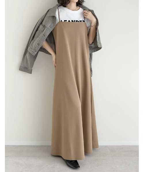 Re:EDIT（リエディ）の「[販売枚数6.9万枚突破][マタニティママに大好評][お気に入り登録数5万][低身長/高身長/大きいサイズ有][イージーケア]ジョーゼットポンチフレアキャミワンピース（ジャンパースカート・レディース・ブラック/ベージュ/パープル/モカ/パープル系その他/ピンク系その他/チャコールグレー/ラベンダー/アイボリー系/ホワイト系その他2/ブラウン系その他2/ブラック系その他2/ベージュ系その他2/グレー系その他2/ブラック系その他3/ベージュ系その他3/グレー系その他3・MEDIUM/LARGE/SHORT/TALL/X-LARGE）」の12枚目の写真