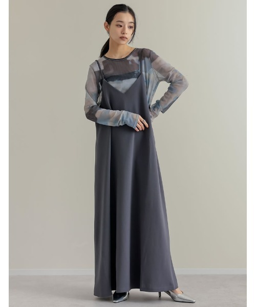 Re:EDIT（リエディ）の「[販売枚数6.9万枚突破][マタニティママに大好評][お気に入り登録数5万][低身長/高身長/大きいサイズ有][イージーケア]ジョーゼットポンチフレアキャミワンピース（ジャンパースカート・レディース・ブラック/ベージュ/パープル/モカ/パープル系その他/ピンク系その他/チャコールグレー/ラベンダー/アイボリー系/ホワイト系その他2/ブラウン系その他2/ブラック系その他2/ベージュ系その他2/グレー系その他2/ブラック系その他3/ベージュ系その他3/グレー系その他3・MEDIUM/LARGE/SHORT/TALL/X-LARGE）」の18枚目の写真