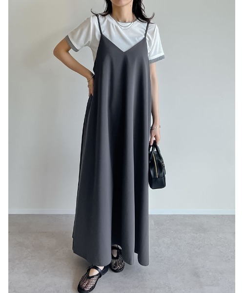 Re:EDIT（リエディ）の「[販売枚数6.9万枚突破][マタニティママに大好評][お気に入り登録数5万][低身長/高身長/大きいサイズ有][イージーケア]ジョーゼットポンチフレアキャミワンピース（ジャンパースカート・レディース・ブラック/ベージュ/パープル/モカ/パープル系その他/ピンク系その他/チャコールグレー/ラベンダー/アイボリー系/ホワイト系その他2/ブラウン系その他2/ブラック系その他2/ベージュ系その他2/グレー系その他2/ブラック系その他3/ベージュ系その他3/グレー系その他3・MEDIUM/LARGE/SHORT/TALL/X-LARGE）」の20枚目の写真