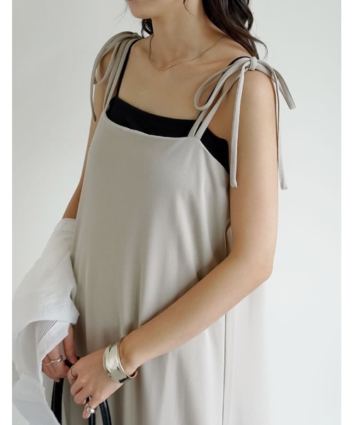 Re:EDIT（リエディ）の「[販売枚数6.9万枚突破][マタニティママに大好評][お気に入り登録数5万][低身長/高身長/大きいサイズ有][イージーケア]ジョーゼットポンチフレアキャミワンピース（ジャンパースカート・レディース・ブラック/ベージュ/パープル/モカ/パープル系その他/ピンク系その他/チャコールグレー/ラベンダー/アイボリー系/ホワイト系その他2/ブラウン系その他2/ブラック系その他2/ベージュ系その他2/グレー系その他2/ブラック系その他3/ベージュ系その他3/グレー系その他3・MEDIUM/LARGE/SHORT/TALL/X-LARGE）」の21枚目の写真