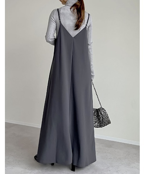 ♦本日限り特別価格♦❈アートプリント ❈ワンピース グレー 黒）Xラインタックのロングワンピース（ワンピース）｜CAWAII