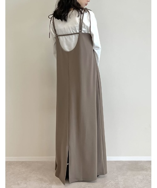 Re:EDIT（リエディ）の「[接触冷感/UVカット/イージーケア][販売枚数7.2万枚突破][マタニティママに大好評][お気に入り登録数5万][低身長/高身長/大きいサイズ有][イージーケア]ジョーゼットポンチフレアキャミワンピース（ジャンパースカート・レディース・ブラック/ベージュ/パープル/モカ/パープル系その他/ピンク系その他/チャコールグレー/ラベンダー/アイボリー系/ホワイト系その他2/ブラウン系その他2/ブラック系その他2/ベージュ系その他2/グレー系その他2/ブラック系その他3/ベージュ系その他3/グレー系その他3/ホワイト系その他3/ブラウン系その他3・MEDIUM/LARGE/SHORT/TALL/X-LARGE）」の22枚目の写真