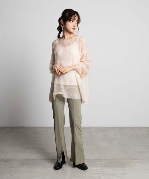 WEGO(ウィゴー)の「WEGO/センタースリットフレアパンツ(スラックス・レディース・ホワイト/ブラック/グリーン系その他・FREE)」の6枚目の写真