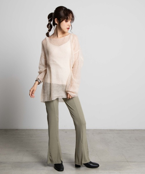 WEGO(ウィゴー)の「WEGO/センタースリットフレアパンツ(スラックス・レディース・ホワイト/ブラック/グリーン系その他・FREE)」の18枚目の写真