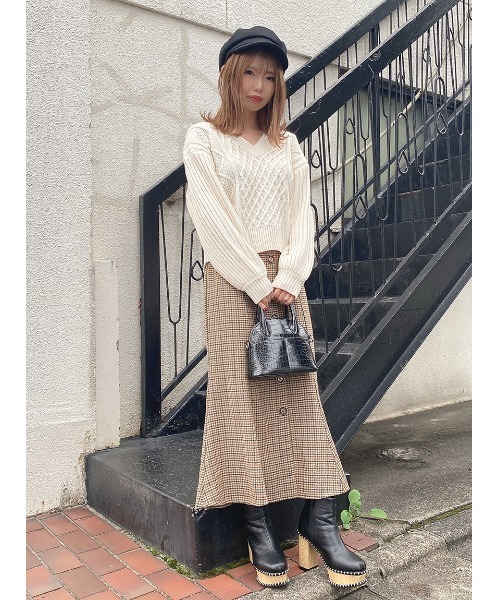 one way（ワンウェイ）の「バックリボンケーブルニット（ニット/セーター・レディース・ライトピンク/ホワイト/ベージュ/ダークブラウン・FREE）」の9枚目の写真