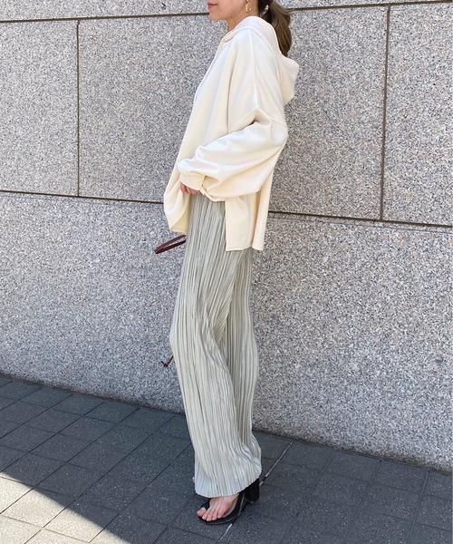 StyleSea(スタイルシー)の「シャイニー楊柳プリーツストレートパンツ(その他パンツ・レディース・ホワイト/グレイッシュベージュ/ミント/ラベンダー/ブルー/モカ/ブラック・FREE)」の11枚目の写真