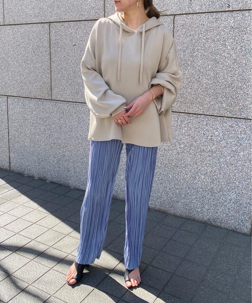 StyleSea(スタイルシー)の「シャイニー楊柳プリーツストレートパンツ(その他パンツ・レディース・ホワイト/グレイッシュベージュ/ミント/ラベンダー/ブルー/モカ/ブラック・FREE)」の18枚目の写真