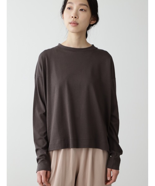 human woman（ヒューマンウーマン）の「◆「FOOD TEXTILE」スムース　長袖Tシャツ（Tシャツ/カットソー・レディース・ブラウン/カーキ/ピンク/イエロー・MEDIUM）」の2枚目の写真