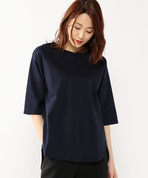 A/C DESIGN BY ALPHA CUBIC(エーシーデザインバイアルファキュービック)の「クーラータッチポンチバックスリットTシャツ(Tシャツ/カットソー・レディース・ライトグレー/ネイビー/ベージュ・L/M/LL)」の3枚目の写真