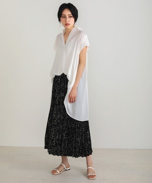 新品 & by P&D ❤︎ ビジュ Aライン チュニック ホワイト トップス 大きいサイズ カラーネップ Aライン ニットチュニック
