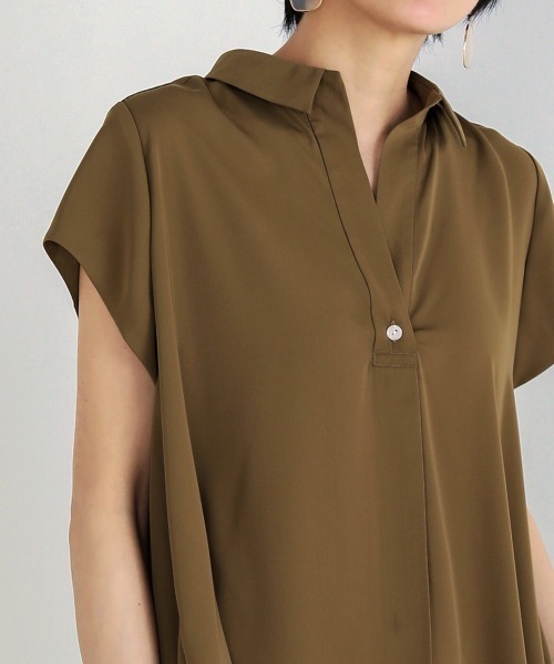 Bou Jeloud（ブージュルード）の「Aラインスキッパーシャツチュニック（シャツ/ブラウス・レディース・ブラック/オフホワイト/カーキ/A・38）」の11枚目の写真