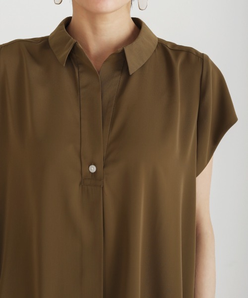 Bou Jeloud（ブージュルード）の「Aラインスキッパーシャツチュニック（シャツ/ブラウス・レディース・ブラック/オフホワイト/カーキ/A・38）」の21枚目の写真