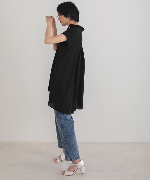 Bou Jeloud（ブージュルード）の「Aラインスキッパーシャツチュニック（シャツ/ブラウス・レディース・ブラック/オフホワイト/カーキ/A・38）」の9枚目の写真