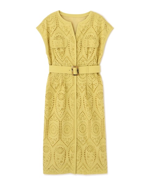 ピンキーアンドダイアン◇ステッチワークワンピース イエロー 36