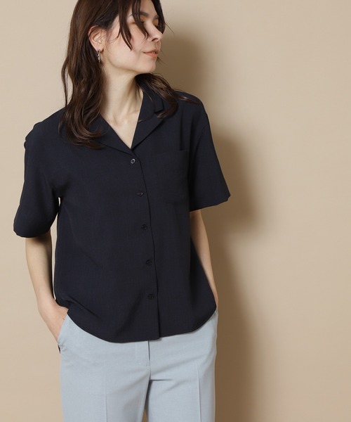 N.（N. Natural Beauty Basic）（エヌエヌナチュラルビューティーベーシック）の「◆開襟ボックスシャツ（シャツ/ブラウス・レディース・グレー/ブラウン/ブラック・MEDIUM）」の2枚目の写真