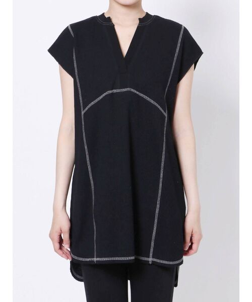 LAGUNAMOON（ラグナムーン）の「バイカラーステッチロングトップス（Tシャツ/カットソー・レディース・ブラック/ベージュ/アイボリー・FREE）」の8枚目の写真