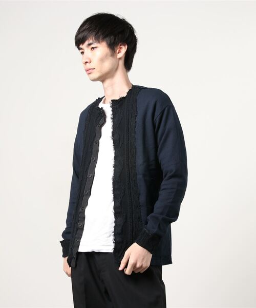 FranCisT_MOR.K.S.（フランシストモークス）の「FranCisT_MOR.K.S./フランシスト モークス/ Hitension Cable x Calm Knit RE-Maked Cardigan（カーディガン/ボレロ・メンズ・ホワイト/ブラック・2/4/3）」の2枚目の写真