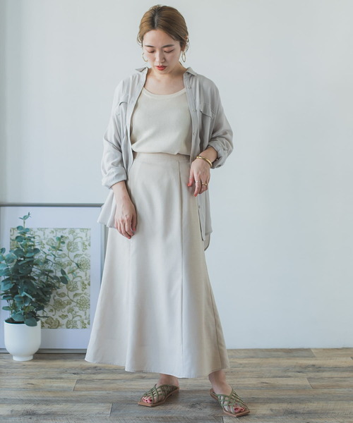 ITEMS URBANRESEARCH（アイテムズ アーバンリサーチ）の「リネンライクセミフレアスカート（スカート・レディース・チャコールグレー/ベージュ/グレー系その他・FREE）」の12枚目の写真