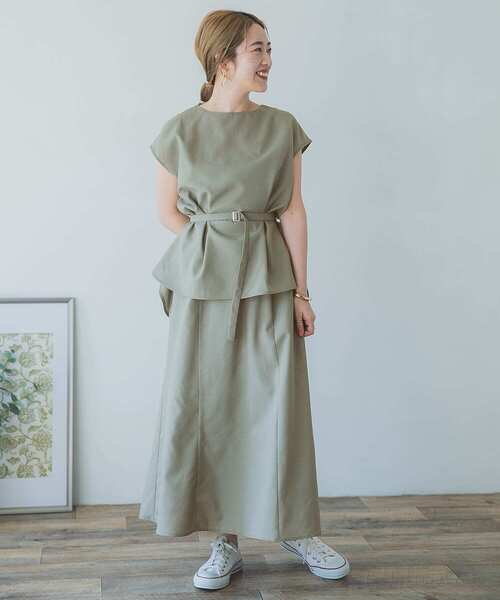 ITEMS URBANRESEARCH（アイテムズ アーバンリサーチ）の「リネンライクセミフレアスカート（スカート・レディース・チャコールグレー/ベージュ/グレー系その他・FREE）」の18枚目の写真