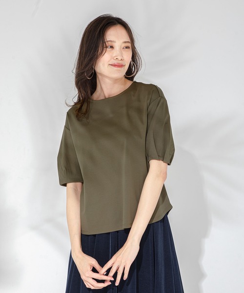 A/C DESIGN BY ALPHA CUBIC(エーシーデザインバイアルファキュービック)の「ボリュームスリーブプルオーバー(Tシャツ/カットソー・レディース・ブルー/オフホワイト/カーキ・L/LL/M)」の20枚目の写真
