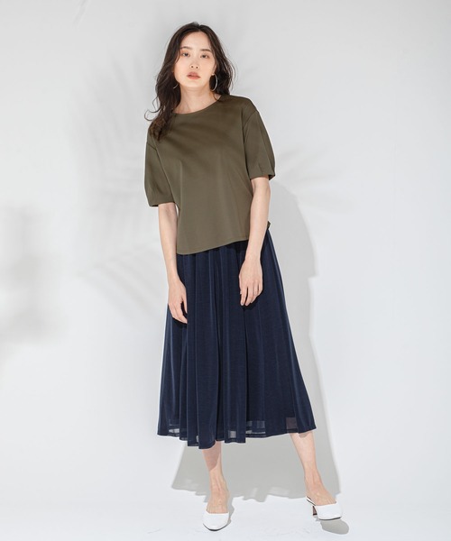 A/C DESIGN BY ALPHA CUBIC(エーシーデザインバイアルファキュービック)の「ボリュームスリーブプルオーバー(Tシャツ/カットソー・レディース・ブルー/オフホワイト/カーキ・L/LL/M)」の13枚目の写真