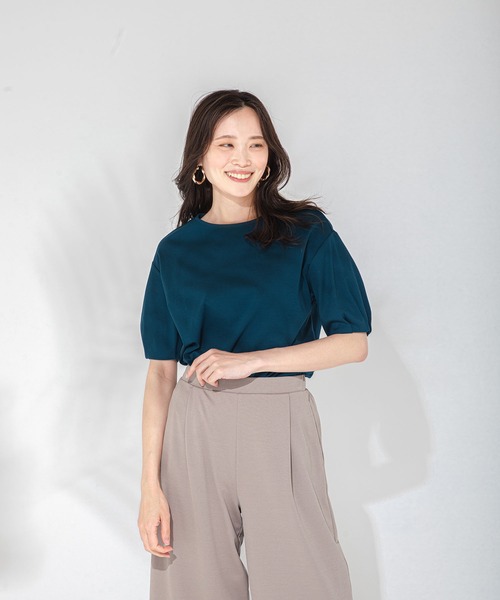 A/C DESIGN BY ALPHA CUBIC(エーシーデザインバイアルファキュービック)の「ボリュームスリーブプルオーバー(Tシャツ/カットソー・レディース・ブルー/オフホワイト/カーキ・L/LL/M)」の8枚目の写真