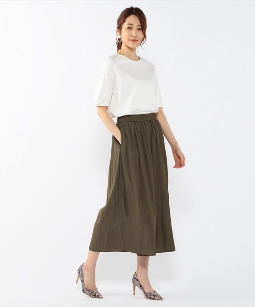 A/C DESIGN BY ALPHA CUBIC(エーシーデザインバイアルファキュービック)の「ボリュームスリーブプルオーバー(Tシャツ/カットソー・レディース・ブルー/オフホワイト/カーキ・L/LL/M)」の5枚目の写真