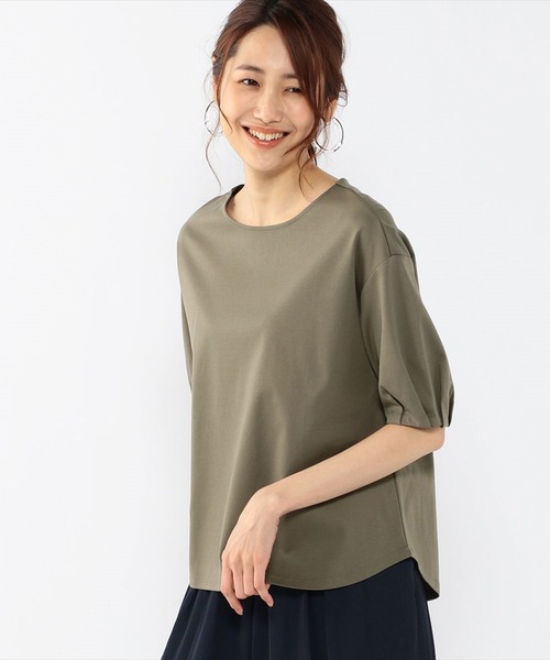 A/C DESIGN BY ALPHA CUBIC(エーシーデザインバイアルファキュービック)の「ボリュームスリーブプルオーバー(Tシャツ/カットソー・レディース・ブルー/オフホワイト/カーキ・L/LL/M)」の11枚目の写真