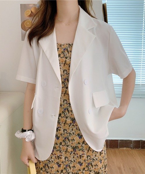 MAISON DE THERESE（メゾン ド テレーズ）の「半袖テーラードジャケット（テーラードジャケット・レディース・ブラック/ホワイト/ピンク/ブルー/イエロー/グリーン・FREE）」の20枚目の写真