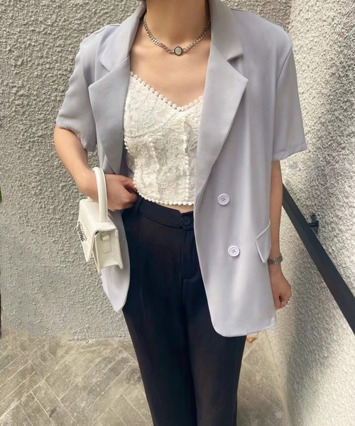 MAISON DE THERESE（メゾン ド テレーズ）の「半袖テーラードジャケット（テーラードジャケット・レディース・ブラック/ホワイト/ピンク/ブルー/イエロー/グリーン・FREE）」の21枚目の写真