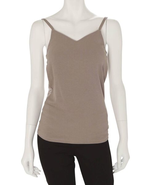 MERCURYDUO（マーキュリーデュオ）の「カップ付バックレースキャミ（Tシャツ/カットソー・レディース・オフホワイト/ブラック/ブラウン・FREE）」の9枚目の写真