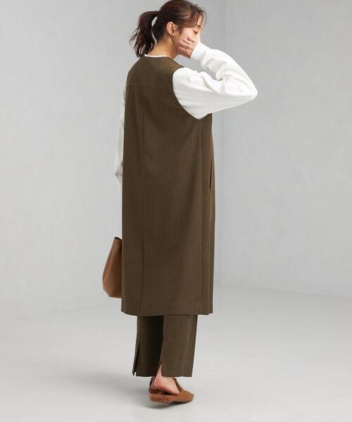 green label relaxing(グリーンレーベルリラクシング)の「ミックス ツイード ロング ベスト(その他アウター・レディース・ブラウン/ナチュラル・FREE)」の21枚目の写真