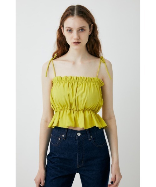 MOUSSY(マウジー)の「GATHER FRILL CAMI トップス(キャミソール・レディース・ブラック/イエロー/アイボリー・FREE)」の1枚目の写真