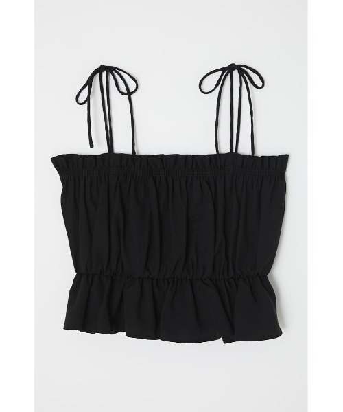 MOUSSY(マウジー)の「GATHER FRILL CAMI トップス(キャミソール・レディース・ブラック/イエロー/アイボリー・FREE)」の3枚目の写真