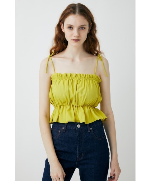 MOUSSY(マウジー)の「GATHER FRILL CAMI トップス(キャミソール・レディース・ブラック/イエロー/アイボリー・FREE)」の6枚目の写真