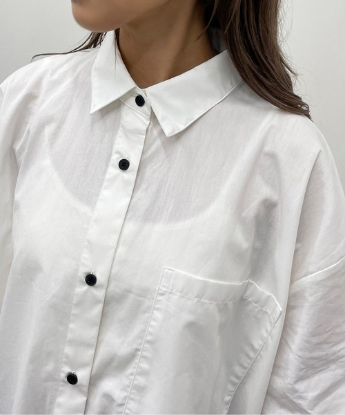apres jour mignon(アプレジュールミニョン)の「BIGシャツ【ZOZOTOWN限定アイテム】(シャツ/ブラウス・レディース・ブルー系その他/オフホワイト/ブラック・フリー/X-LARGE)」の12枚目の写真