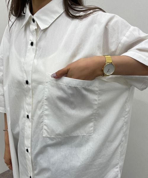 apres jour mignon(アプレジュールミニョン)の「BIGシャツ【ZOZOTOWN限定アイテム】(シャツ/ブラウス・レディース・ブルー系その他/オフホワイト/ブラック・フリー/X-LARGE)」の13枚目の写真