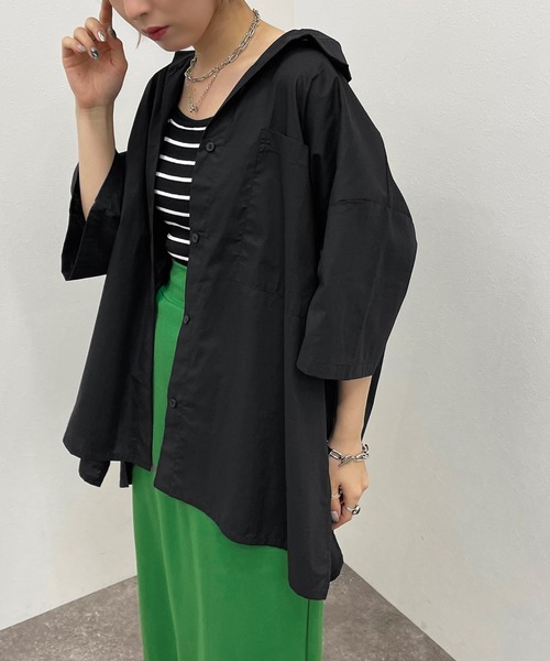 apres jour mignon(アプレジュールミニョン)の「BIGシャツ【ZOZOTOWN限定アイテム】(シャツ/ブラウス・レディース・ブルー系その他/オフホワイト/ブラック・フリー/X-LARGE)」の15枚目の写真